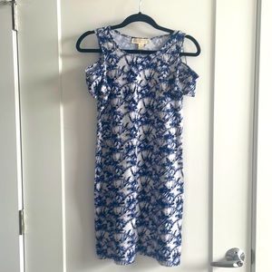 Michael Kors tie dye exposed shoulder dress